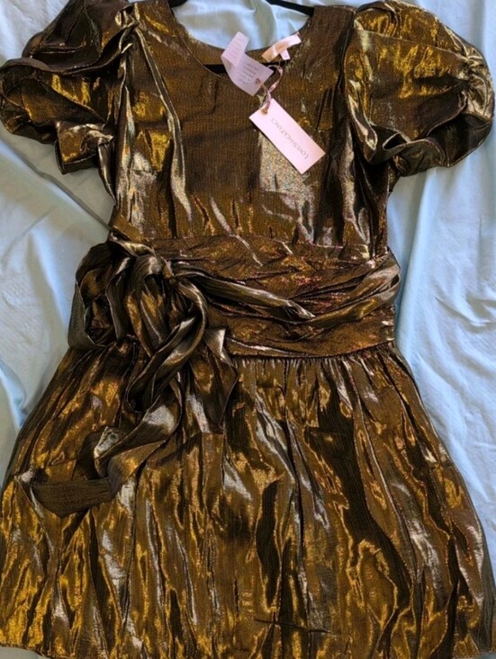 LoveShackFancy Dresses & Skirts - LoveShackFancy NWT Gold Metallic Mercy Mini Dress Size 10